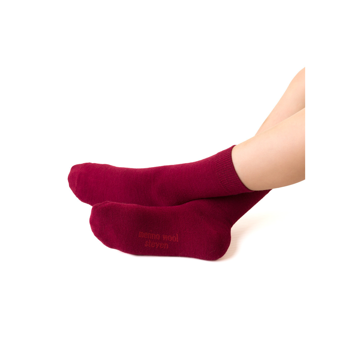 Skarpetki MERINO WOOL z wełny merynosów dla dzieci w kolorze BORDOWYM