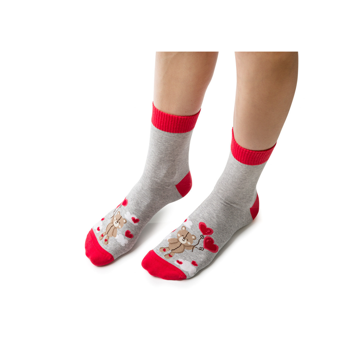 Skarpetki dla dziewczyn z misiem i serduszkami