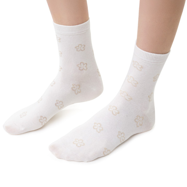 Skarpetki w kwiatki ecru