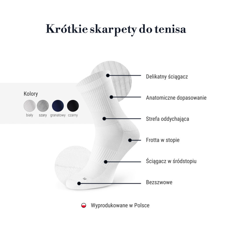 krótkie białe skarpetki sportowe do tenisa