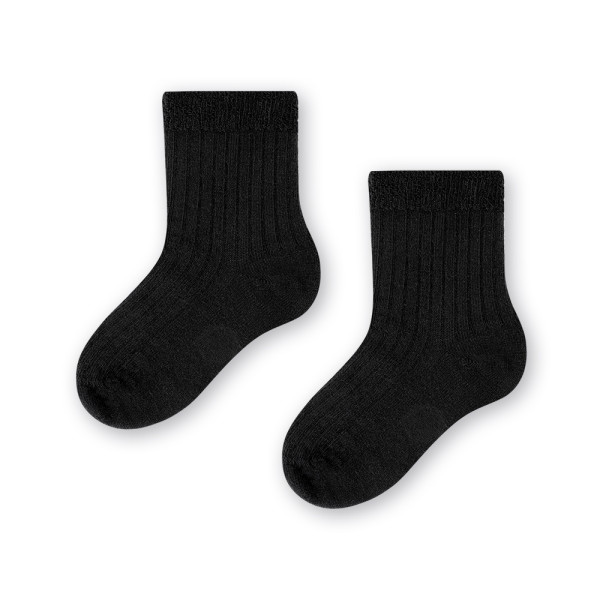Skarpetki z wełny merynosów bezuciskowe w prążki czarne