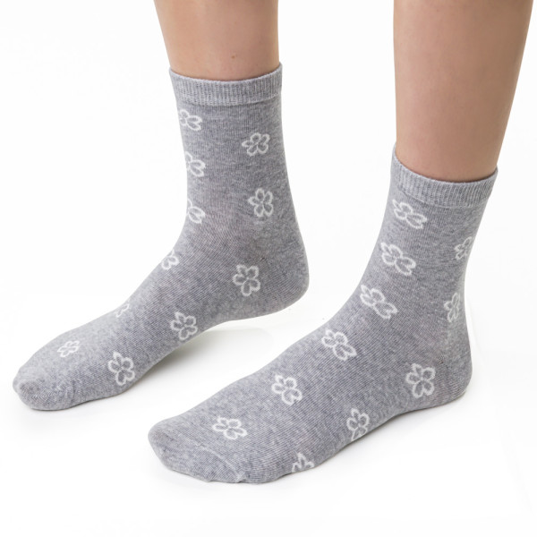 Skarpetki w kwiatki melanż szare