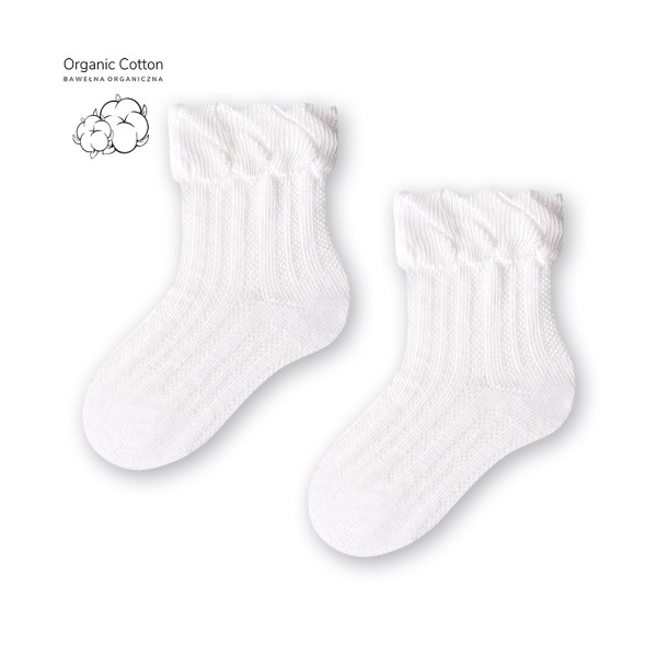 Skarpetki z bawełny organicznej z falbanką białe