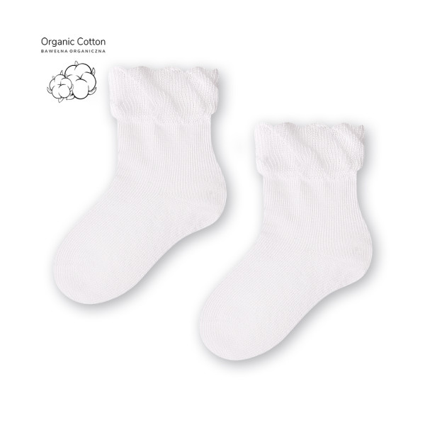 Skarpetki z bawełny organicznej z falbanką białe