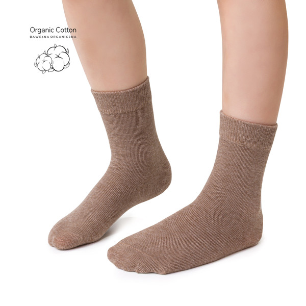 Skarpetki z bawełny organicznej melanż beżowe