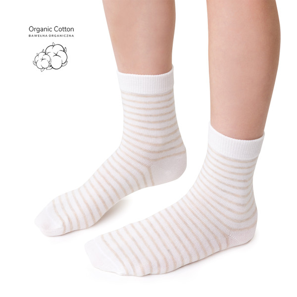 Skarpetki z bawełny organicznej w paski białe