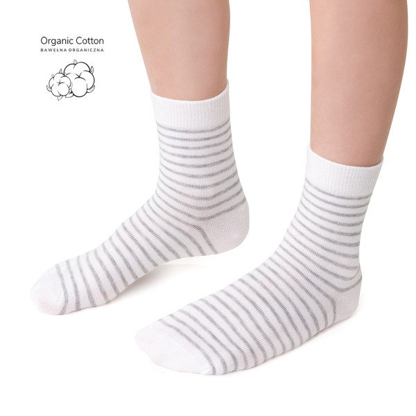 Skarpetki z bawełny organicznej w paski białe