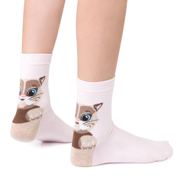 Skarpetki z kotem jasnoróżowe