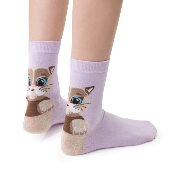 Skarpetki z kotem fioletowe