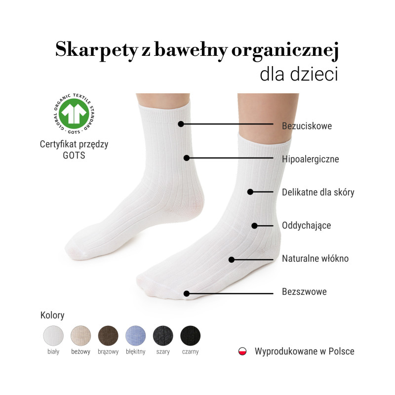 Skarpetki dla chłopca i dziewczynki z bawełny organicznej