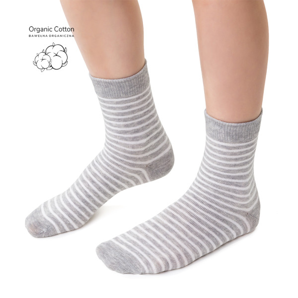Skarpetki z bawełny organicznej w paski szare
