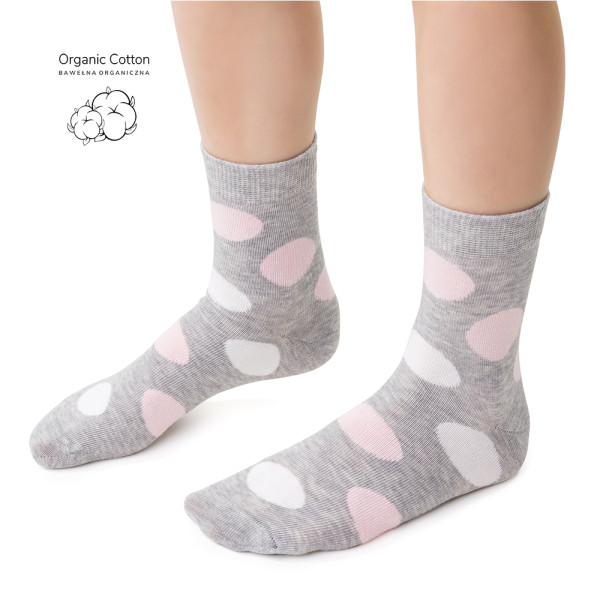 Skarpetki z bawełny organicznej w kropki szare
