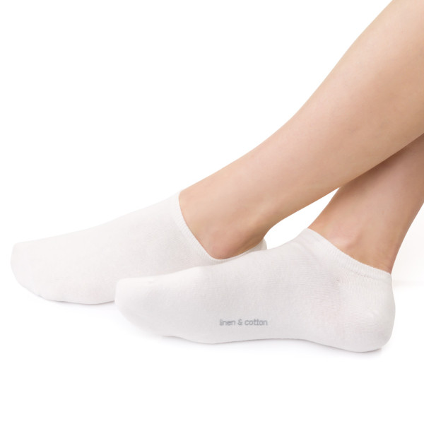 Stopki z lnu i bawełny złamana biel