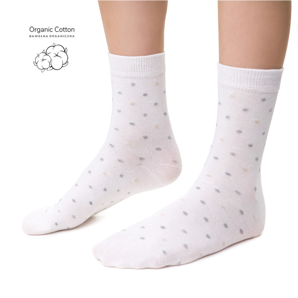 Skarpetki z bawełny organicznej w kropeczki białe