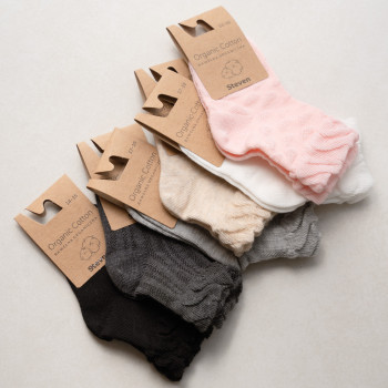 Skarpetki z bawełny organicznej z falbanką różowe