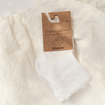 Skarpetki z bawełny organicznej z falbanką białe