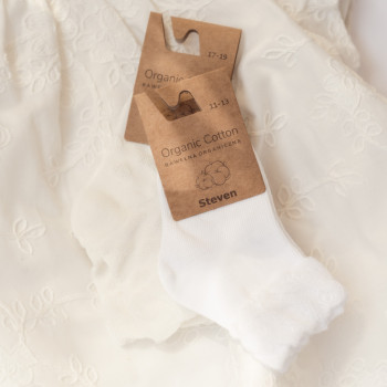 Skarpetki z bawełny organicznej z falbanką białe