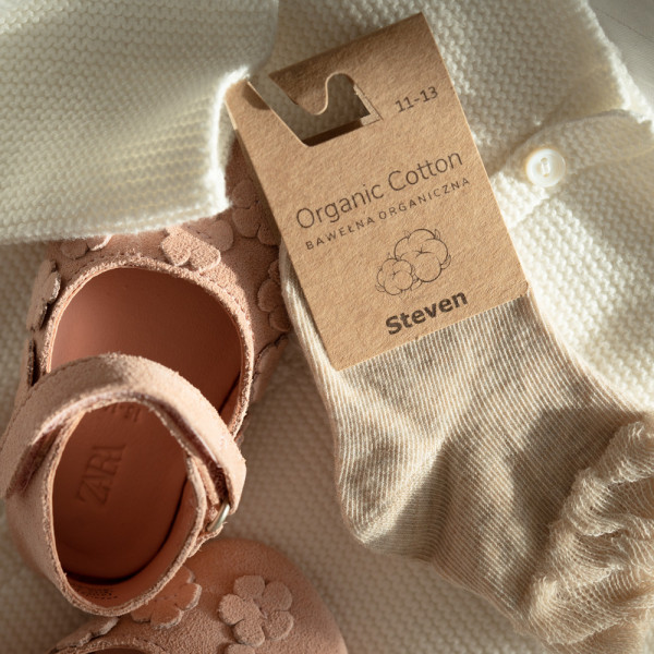 Skarpetki z bawełny organicznej z falbanką melanż beżowy