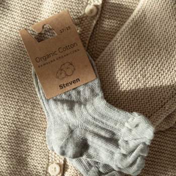 Skarpetki z bawełny organicznej z falbanką melanż szare