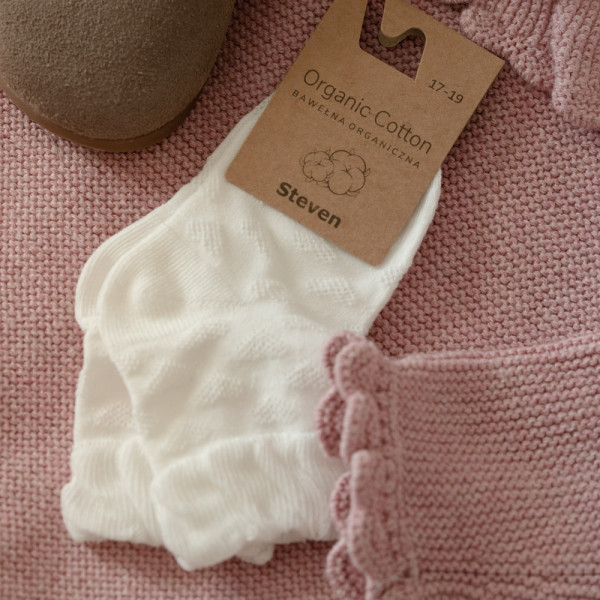 Skarpetki z bawełny organicznej z falbanką złamana biel