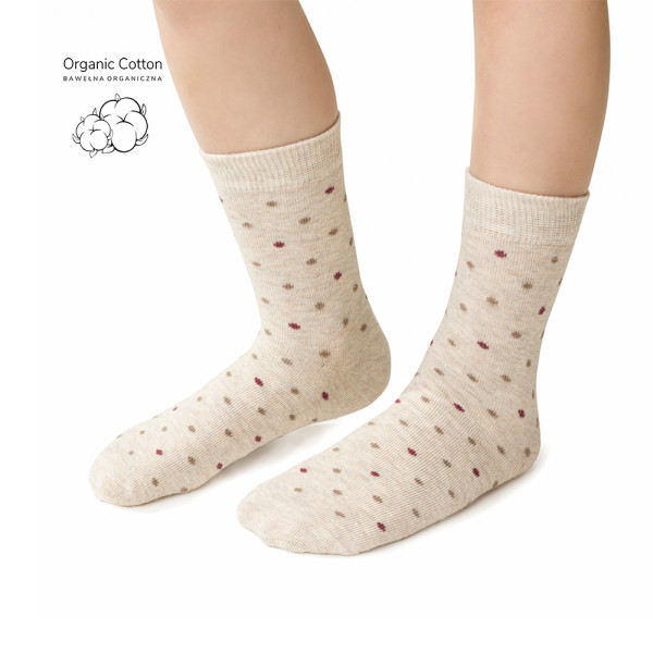 Skarpetki z bawełny organicznej w kropeczki beżowe