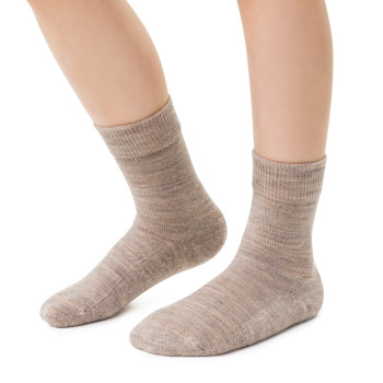 Skarpetki półfrotte z wełny merynosów beżowe