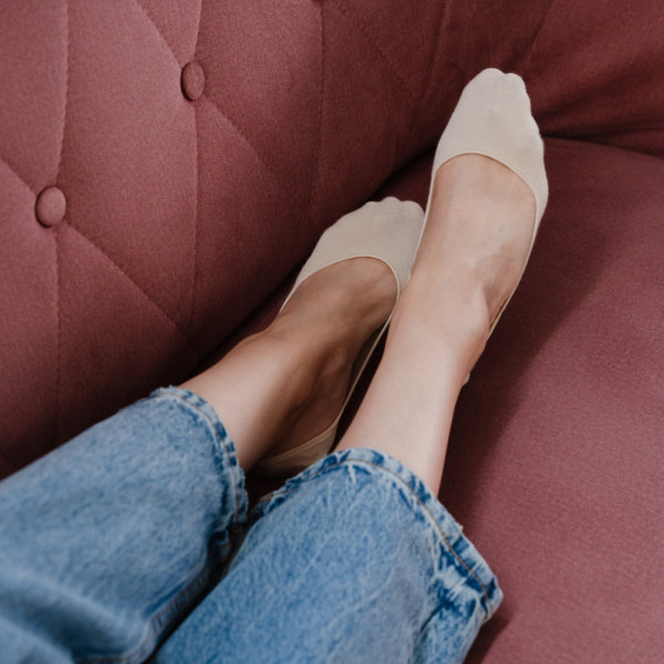 Baleriny bawełniane z silikonem beżowe