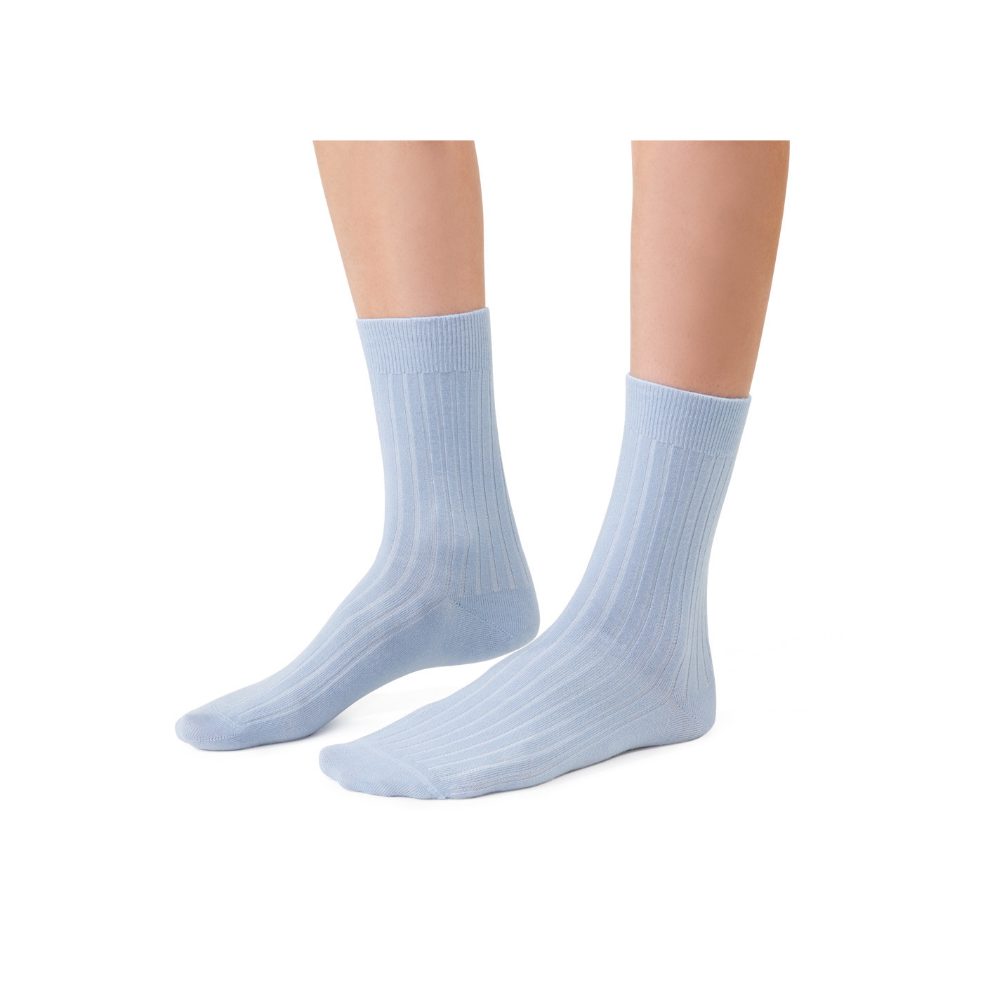 Skarpetki MERINO WOOL z wełny merynosów w prążki dla kobiet błękitne