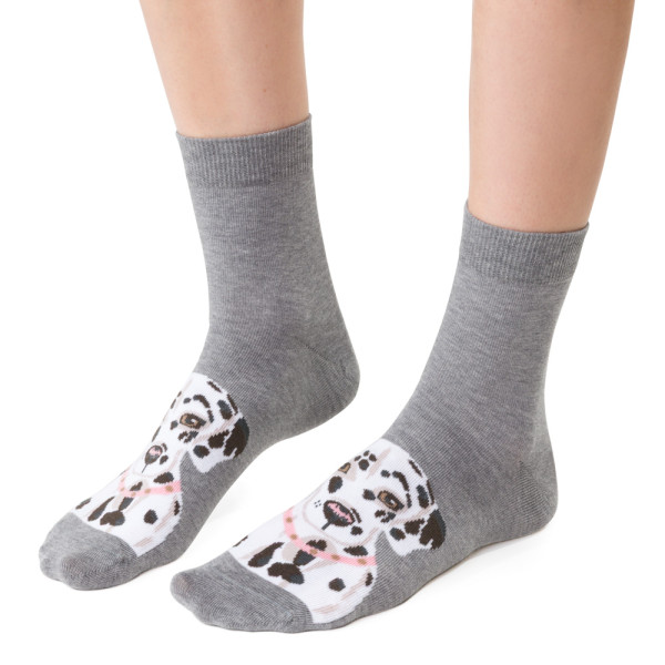 Skarpetki z psem melanż szare