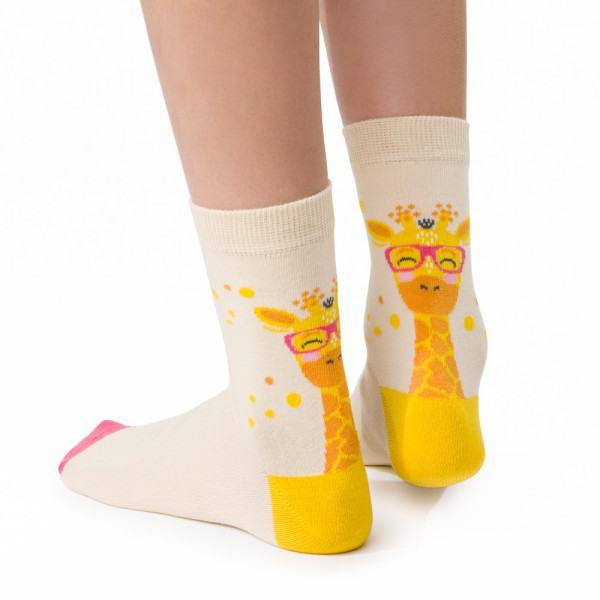 Skarpetki z żyrafą ecru