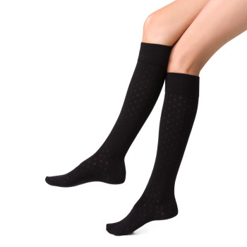 Podkolanówki bawełniane ażurowe czarne