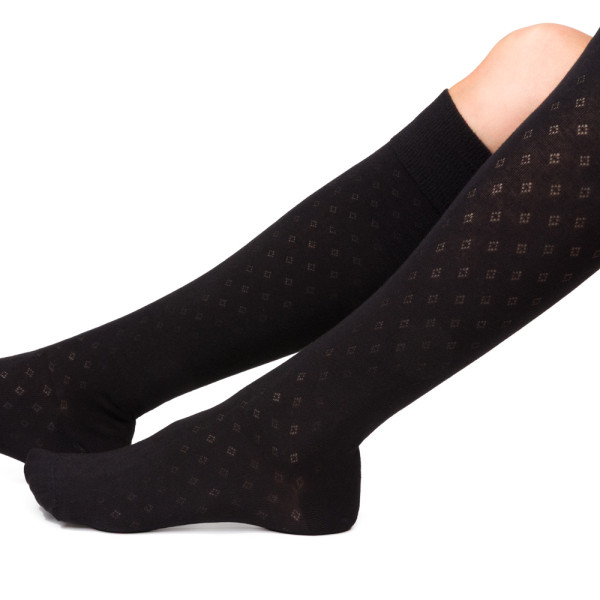 Podkolanówki bawełniane ażurowe czarne