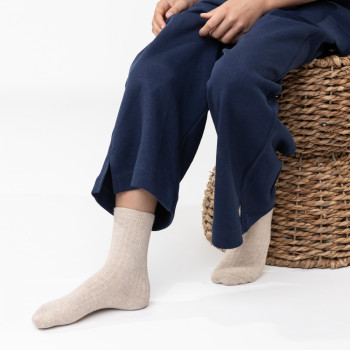 Skarpetki w prążki z bawełny organicznej melanż jasnobeżowe