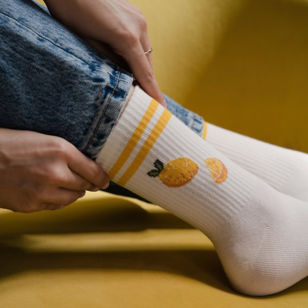 Skarpetki z cytryną ecru