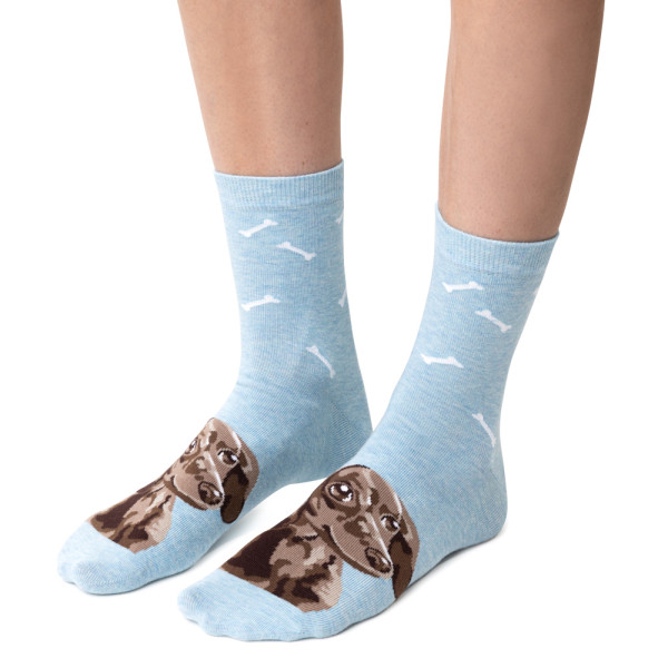 Skarpetki z psem melanż błękitne