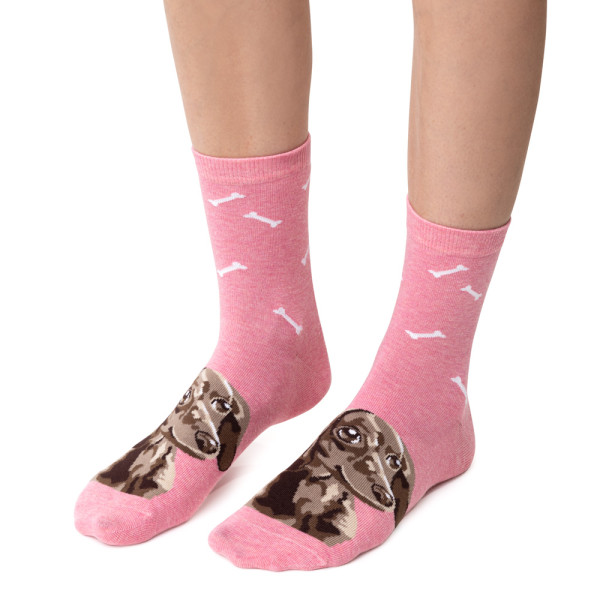 Skarpetki z psem melanż różowe