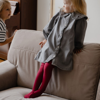 Bawełniane rajstopki w prążki bordowe