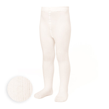 Bawełniane rajstopki w prążki ecru