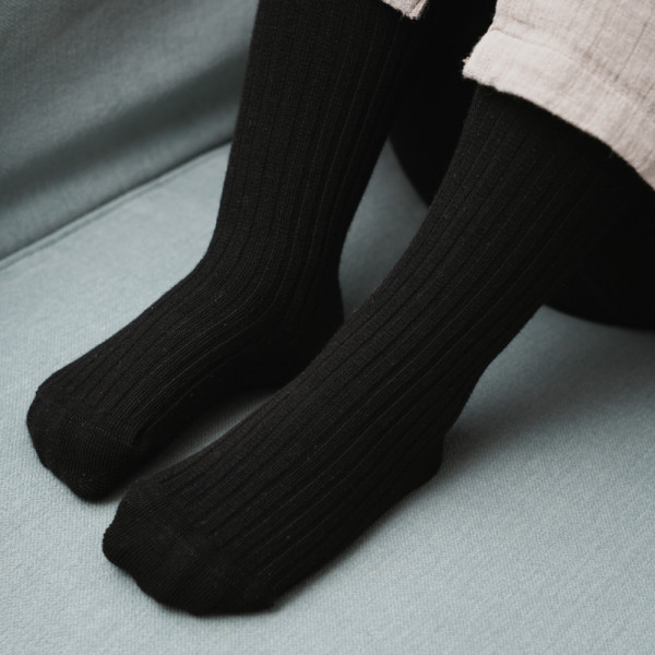 Bawełniane rajstopki w prążki czarne