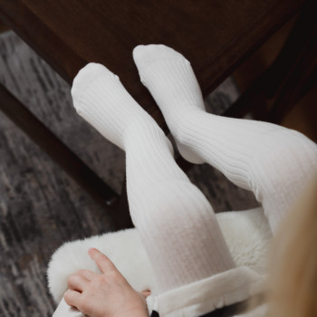 Bawełniane rajstopki w prążki ecru