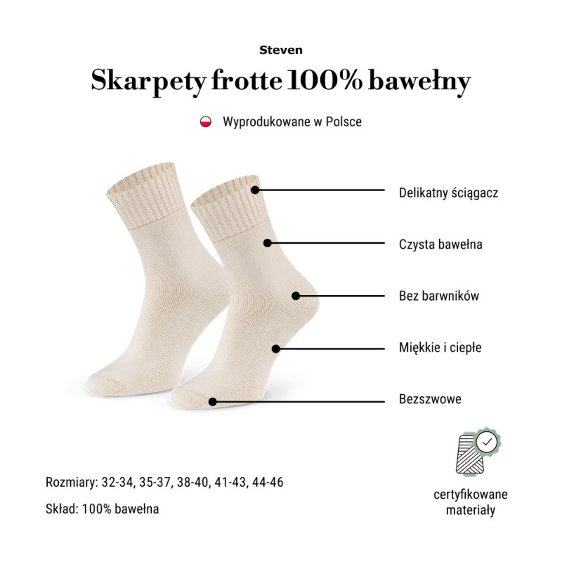 Skarpetki frotte z naturalnej bawełny bez barwników