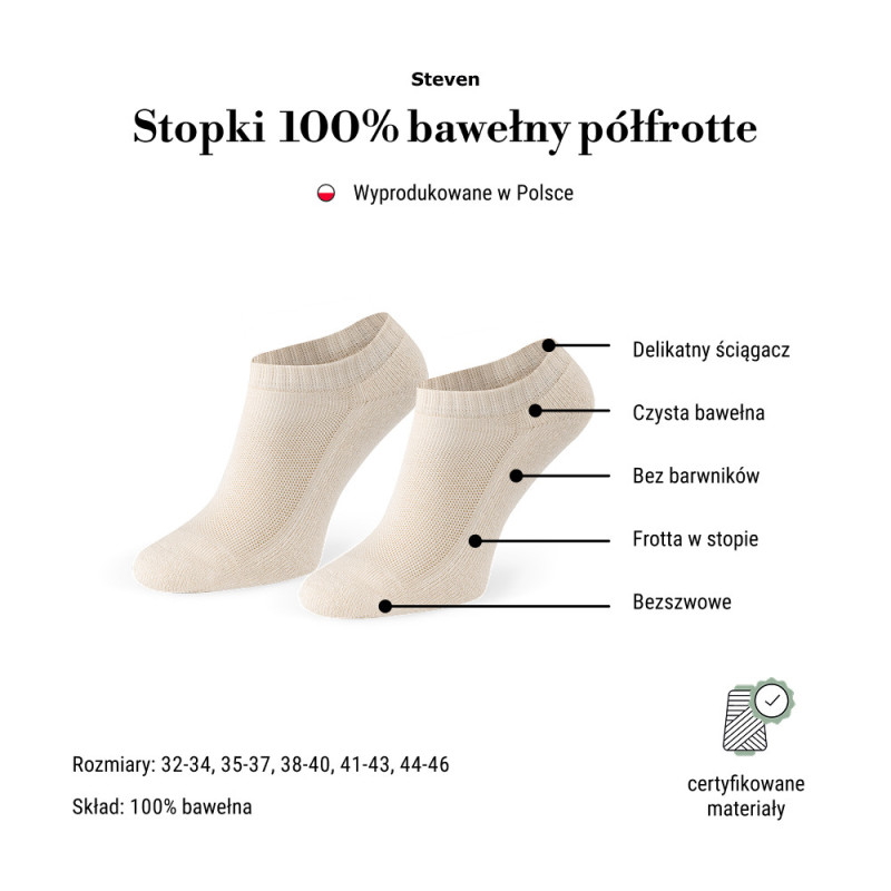 Stopki bawełniane półfrotte neturalne bez barwników