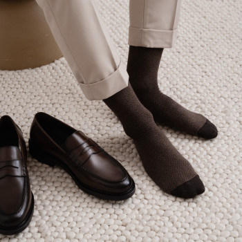 Skarpety żakardowe brązowe