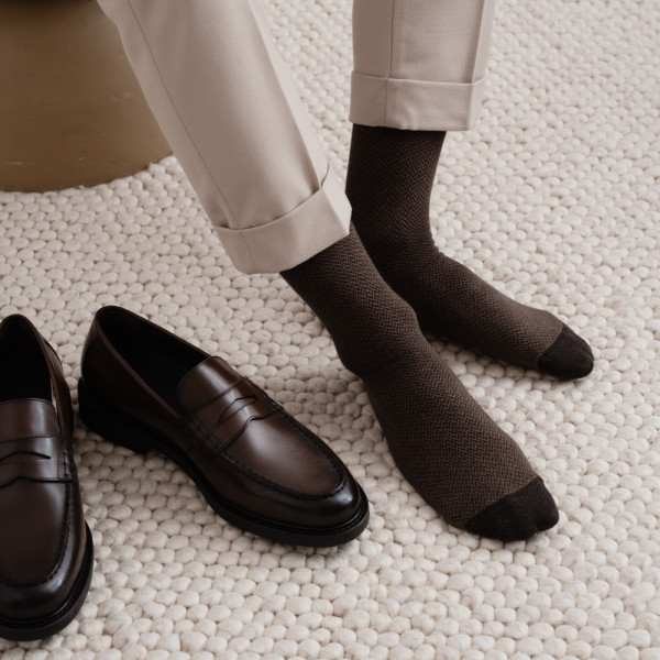 Skarpety żakardowe brązowe