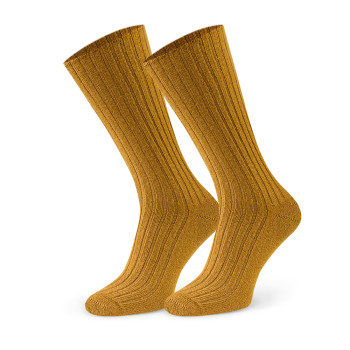 Skarpetki z wełny jagnięcej w prążki miodowe