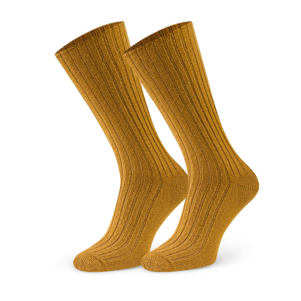 Skarpetki z wełny jagnięcej w prążki miodowe