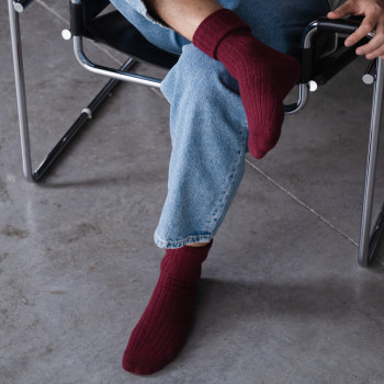 Skarpety z wełny jagnięcej bordowe