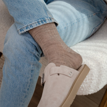 Skarpety bezuciskowe z wełny merynosów beżowe