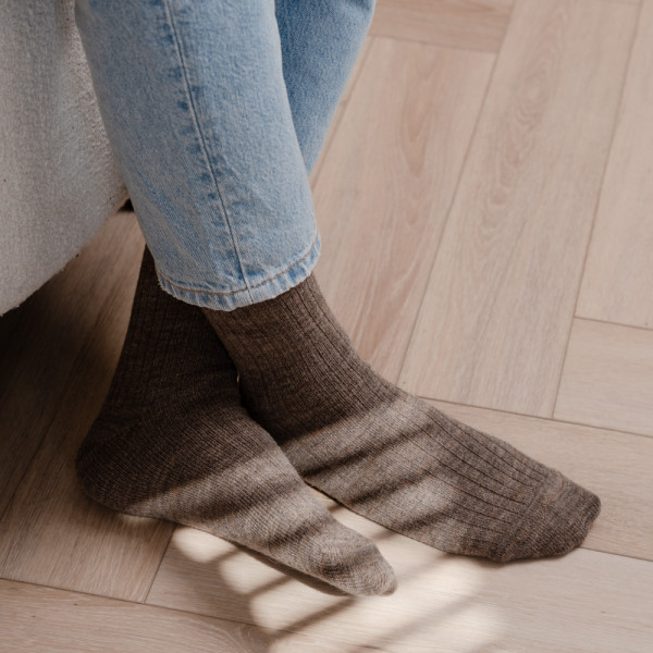 Skarpety z wełną alpaki beżowe