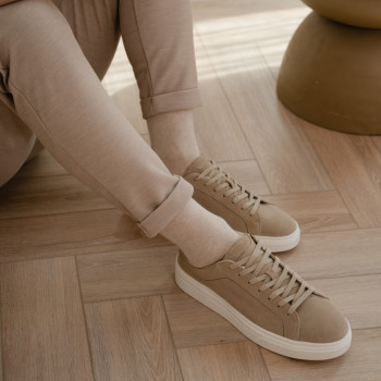 Skarpetki z lnu i bawełny ecru